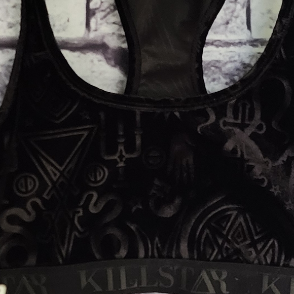 Killstar 'Wicked B*tch' Black Velvet Bralette - XS - Picture 6 of 6